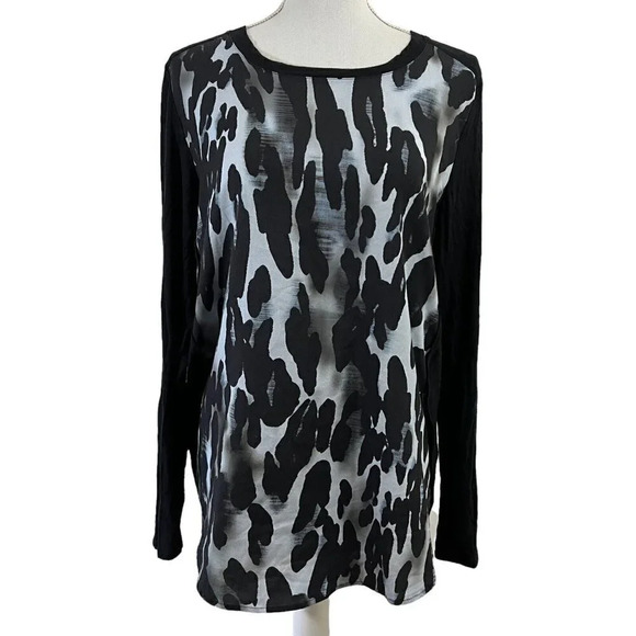 Leopard Apt 9 Blouse Curved Hem Work Office Wear Medium Polyester - Picture 1 of 5